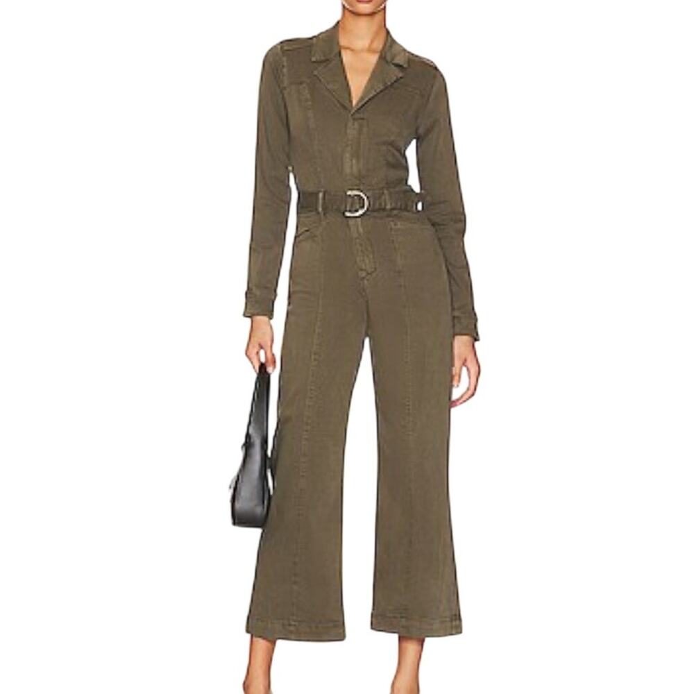 Paige Anessa Wide Leg Jumpsuit Vintage Brushed Olive Boilersuit Womens 2